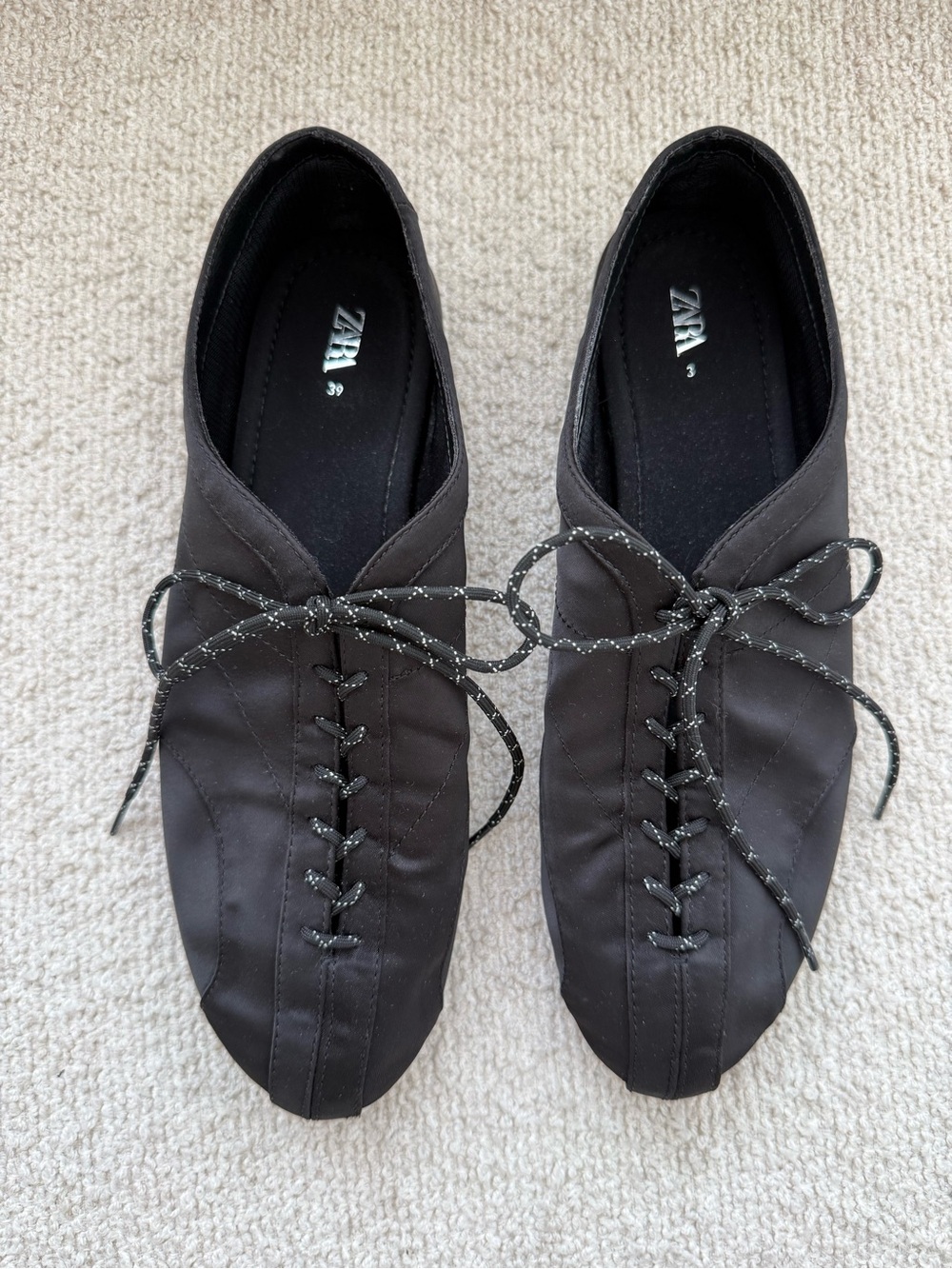 Zara Black Satin Ballet Sneakers